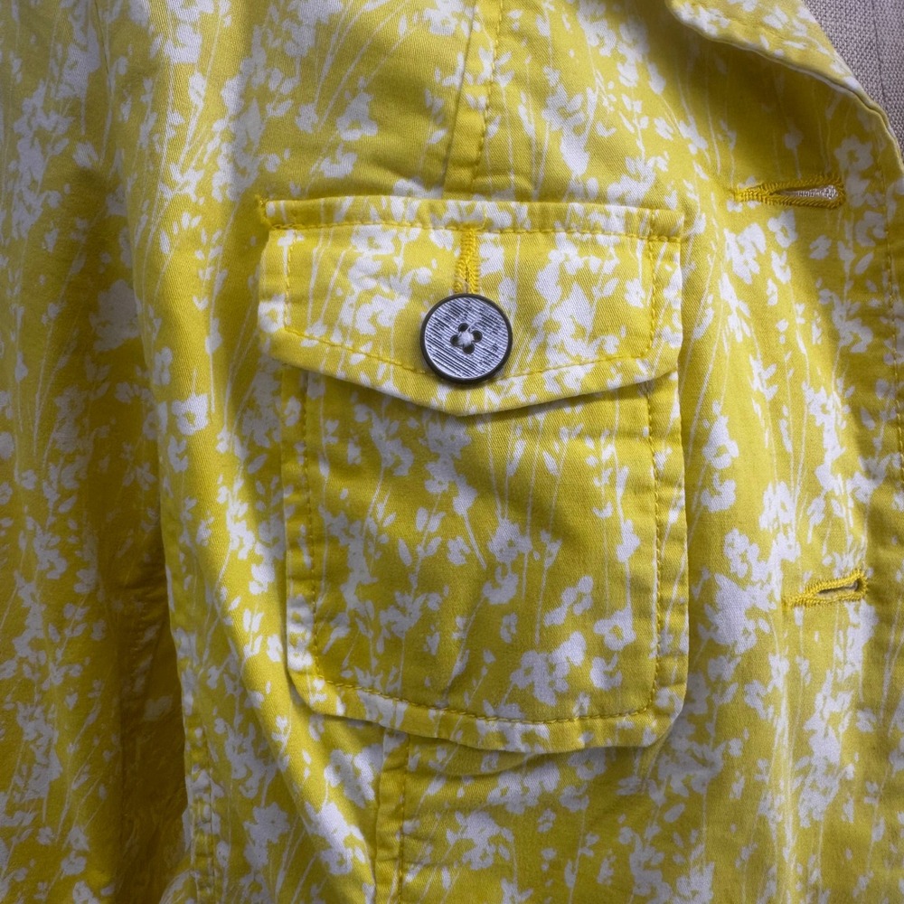 Cabi Utility Jacket Women S Yellow Floral 5160 Button Up Cotton Blend Spring - Picture 2 of 7
